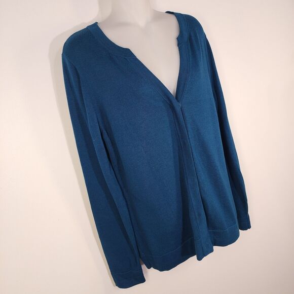 CAbi Cardigan Women’s Medium Ever Moroccan Blue Snap Button Front V Neck 3368 - Picture 4 of 8